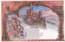 Künstler-AK Rheinstein, Blick auf die Burg