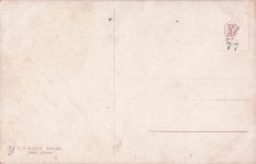 Kunstpostkarte mit zwei Pferden auf einer Wiese an einem Bach.