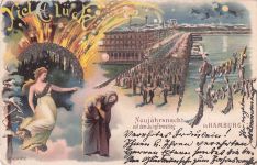 Neujahr 1899, ätherische Frau, Fantasie, alte Frau, Seifenblasen, Hamburg, Deutschland