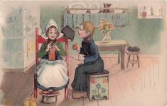 AK niederländisches Paar beim Wolle aufwickeln