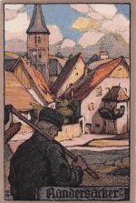 Steindruck-AK Randersacker a/M, Teilansicht mit Kirche