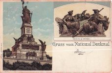 Ansichtskarte Niederwalddenkmal, Allegorische Figuren Rhein und Mosel