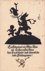 Scherenschnitt-AK Georg Plischke: Ostern Osterhase Engel mit Föte, KASSEL