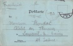 Die Postkarte zeigt den Dampfer „Deutschland