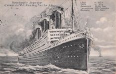 Künstler-AK Passagierschiff und Riesendampfer Imperator auf hoher See