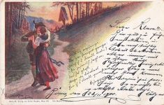 Künstler-AK E. Döcker: Junges tanzendes Paar in Tracht