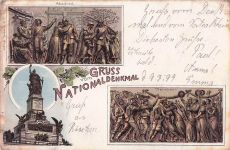 Künstler AK Gruß vom Nationaldenkmal Rüdesheim am Rhein 1901