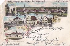 Litho Postcard Greetings from Schrozberg 1899 Station Brewery Gasthof zum Lamm