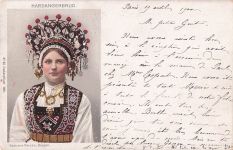 AK Hardangerbrud, Frau in norwegischer Tracht