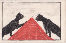 Zeichnung von Louis Wain, einem englischen Künstler,