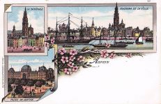 ANTWERPEN, Lithographie, multi view, Edit.: Blümlein & Co. Frankfurt, ca. 1900
