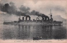 MARINE MILITAIRE. Le Cuirassé « Ernest-Renan en ordre de marche en Escadre.