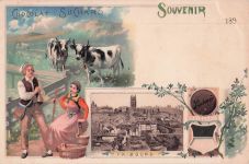 Litho Fribourg Freiburg Stadt Schweiz, Chocolat Suchard, Trachten