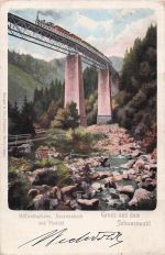 Postkartengruß Schwarzwald Höllenthalbahn Ravennabach Viadukt Eisenhahn