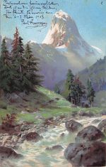 Litho Landschaft, Gebirge, Wald, Fluss, Bergspitze