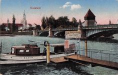 AK Konstanz, Bodensee-Dampfer Bayern bei der Rheinbrücke