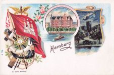 Lithographie Hamburg, Hotel Hamburger Hof, Partie im Zoologischen Garten