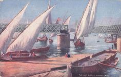 Künstler Ak Cairo Kairo Ägypten, Segelboot passieren die geöffnete Nilbrücke,