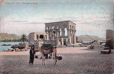 Philae, 1910er Jahre, am Nil, Kamel, Pharaos Bett, Ägypten, Vintage-Postkarte