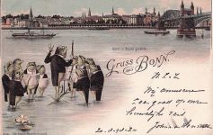 thographie Bonn, Froschkonzert am Rhein, Bonn von Beuel gesehen