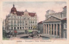 Aachen - Theaterplatz u. Kaiser Wilhelm-Denkmal.
