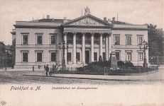 Frankfurt a. M. Stadtbibliothek mit Lessingdenkmal