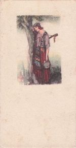 Künstler Ak Mauzan, Frau mit Gitarre und Kopftuch, Zigeunerin