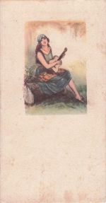 Künstler Ak Mauzan, Frau mit Gitarre und Kopftuch, Zigeunerin