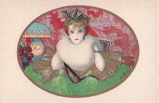 Künstler: M. Monteloyo. Art Déco. Elegante Dame im Glamour-Stil.