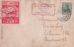 Deutsches Reich, Halbamtliche Flugmarken, Nr.10, Mülhausen-Feldberg Ansichtskarte von Artur Faller mit Unterschrift, Karte