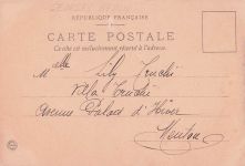 Vintage-Künstlerpostkarte: Stilvolles Paar im Trianon-Theater, Paris, um 1906