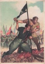 Faschistische farbige Postkarte Italien 3. Reich