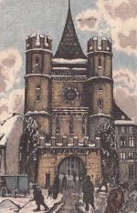 Künstler Ak Basel Bâle Stadt Schweiz, Spalentor im Winter