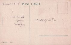 Weihnachtspostkarte – Engelsgesicht, Stechpalmengold-Finish, ca. 1910, Gelcoat