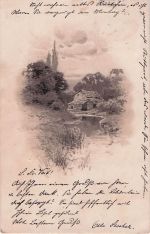 Antike Postkarte mit romantischem Landschaftsmotiv