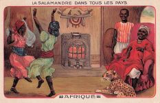 Aufschrift „LA SALAMANDRE DANS TOUS LES PAYS“ und gehört zu einer Serie, die das Thema „AFRIQUE“ (Afrika)