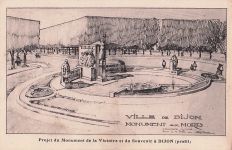 Lithografie mit dem Architekturentwurf für das Kriegerdenkmal von Dijon