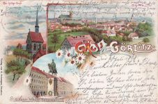 Lithographie Görlitz, Kaiser Wilhelm Denkmal, Totalansicht