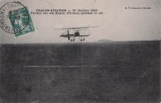 CHALON-AVIATION 16 Octobre 1910 - Fischer sur son Biplan (Farman) quittant le sol