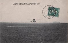 -16 Octobre 1910 CHALON-AVIATION Hanriot sur son Monoplan quittant le sol