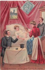 Kranke Dame, Arzt „8 Tage Ruhe…“, ca. 1905/10