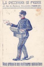 Grußkarte der Firma „La Pelleterie de France“ aus Paris.