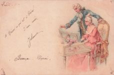 Künstler-AK Barock - Klavierunterricht, GOEGGINGEN i. SCHWABEN