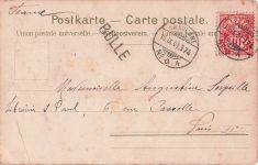 Lithografie auf einer alten Postkarte, die eine traditionelle Weinlese (Traubenernte)