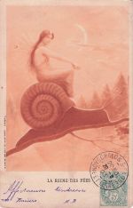 Dame auf Schnecke Fantasie Surrealismus Surrealismus Kiel Jugendstil