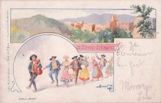 POSTKARTENILLUSTRATOR DOUHIN FANTASY EINE HOCHZEIT IN DER AUVERGNE