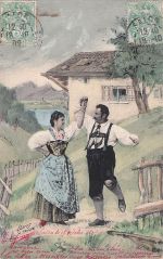 Schuhplattler Tanz - Trachten 1906 AK Volkstanz