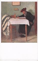 JUDAIKA KUNST ALTER MANN, DER AM TISCH LESEND