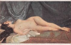 sexy nackte Frau, französische Vintage-Kunstpostkarte, Lapina, russische Diaspora