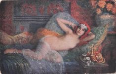 Postkarte vom Beginn des 20. Jahrhunderts. Akterotik in Gemälden. Luxochromie A. Noyer Paris. Yasmina, Sklavin. Original
